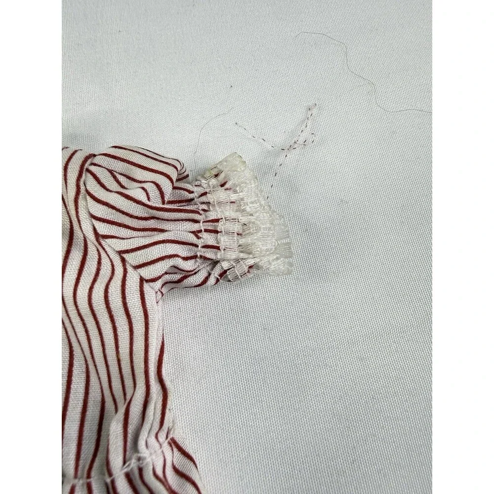 Small Striped Red Cotton Doll Dress 6”